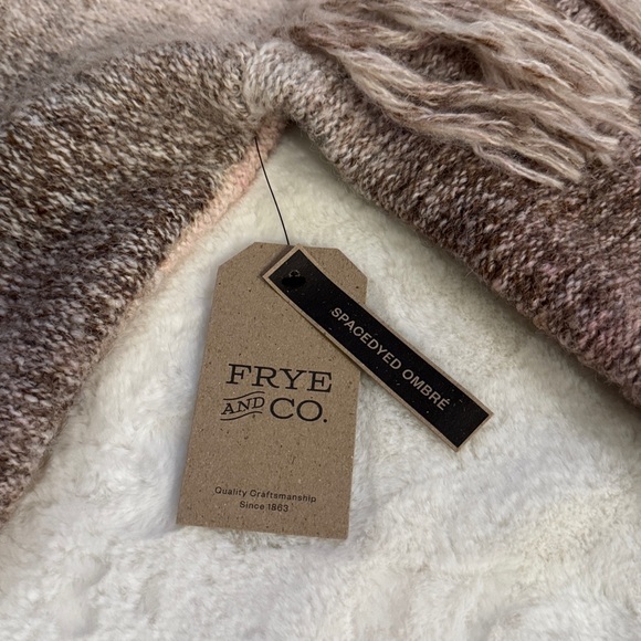 Frye and Co. Pink & Brown Ombre, Wool Blend, Cozy Knit Fringe Sweater Cardigan - Picture 10 of 14